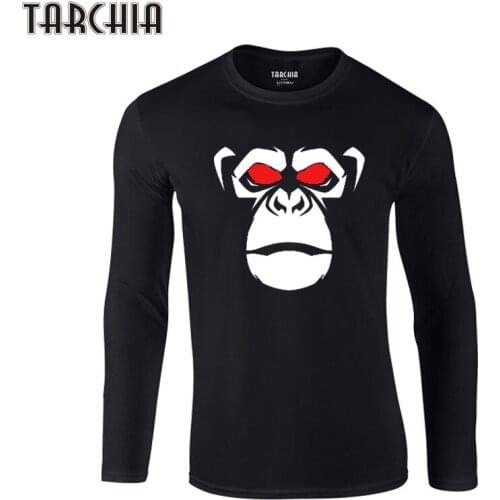 2021 TARCHIA Fashion MenS Monkey Printed T-Shirts Long Sleeve Tshirt Cotton T Shirts Man Clothing Men Tees Tops Free Shipping