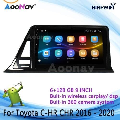 360 Camera 2 Din Car Radio For Toyota C-HR CHR 2016 - 2020 Right Wheel GPS Navigation QLED Screen 128GB Stereo Multimedia Player