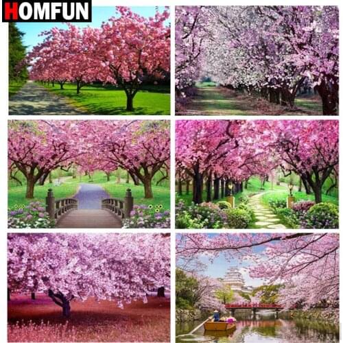 HOMFUN Full Square/Round Drill 5D DIY Diamond Painting "Tree bridge landscape" Embroidery Cross Stitch 5D Home Decor Gift