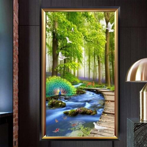 Diamond embroidery natural landscape diamond painting forest green tree Creek animals 3d picture rhinestones large decor YG2200