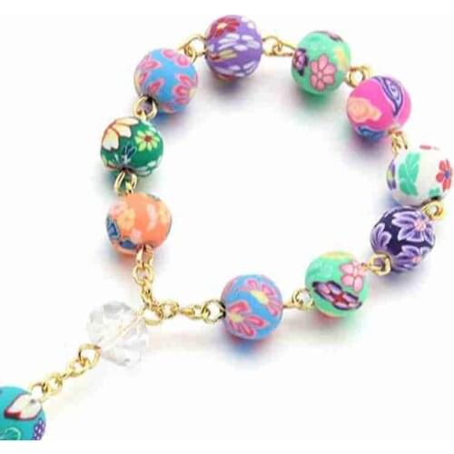 Catholic Rosary Bracelet Colorful Beads Favor Christening Bracelets Baby Shower Girl Boy Gift Baptism Souvenir Crucifix Jesus