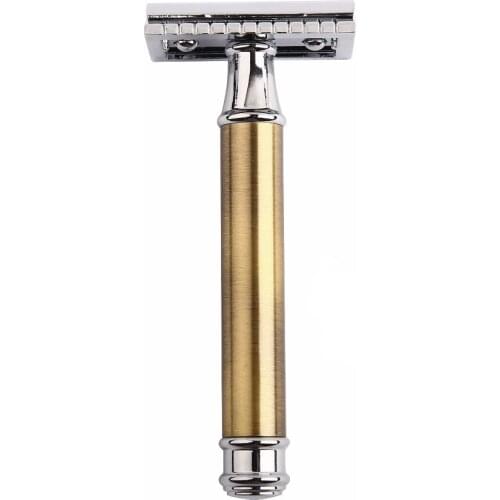 Brass Double Edge Razor Blade Replaceable Shaving Men Classic Manual Shaver Short Handle