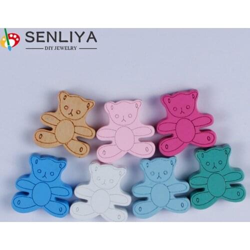 20Pcs/Lot Cute Cartoon Animal Wooden Beads Spacer Beading Wood Beads For Jewelry Findings For Baby DIY Crafts Kids Toys