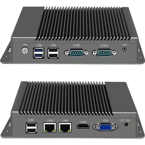 Celeron J3455 Fanless Mini PC Intel N2830 Dual LAN Windows 10 N2940 4 Core Industrial Mini Desktop Computer COM