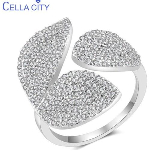 Cellacity Leaf Modeling Silver 925 Jewelry Gemstones Ring for Women Rose Gold Color Opening adjustable Temperament Gift Party