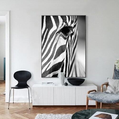 Black and White African Zebra Animal Self-adhesive Wall Stickers Wall Art Prints Poster for Living Room Home Decoration