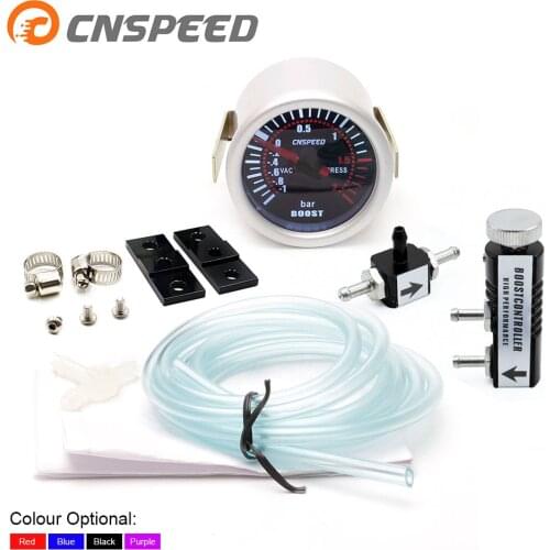 CNSPEED 2" 52mm Car Turbo Smoke Meter Len-1-2 with Adjustable Auto Turbo Kit PSI 1-30 IN-CABINE Pulse Controller YC101310