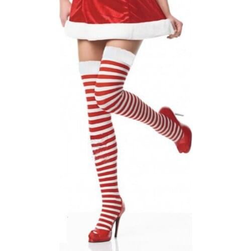 Over The Knee Socks Cotton Striped College Long Socks Women Knee Socks Christmas Red White