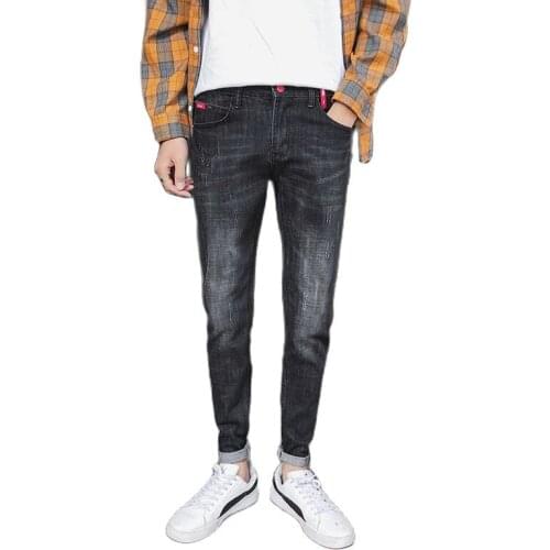 Summer 2020 streetwear denim jeans mens slim feet casual pants Korean wild trendy brand harem pencil cropped pants