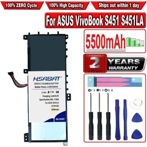 HSABAT 5500mAh C21N1335 Laptop Battery for ASUS VivoBook S451 S451LA S451LB S451LN Series Ultrabook