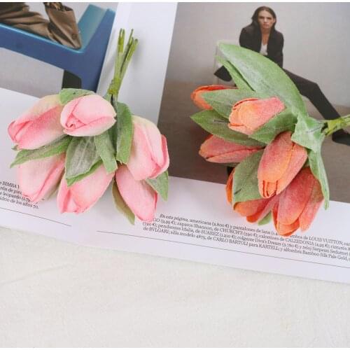 6Pcs Artificial Tulips Real Touch Artificial Flower Bouquet Wedding Decoration Home Bedchamber Garden Vase Decoration Gift Match