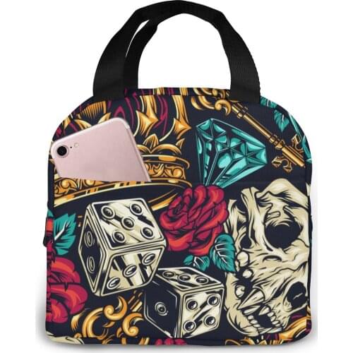 Insulated Lunch Bag Thermal Vintage Tattoos Tote Bags Cooler Picnic Food Lunch Box Bag