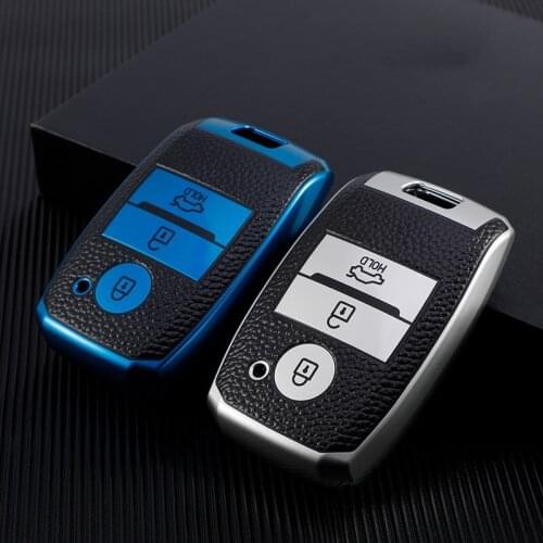 Leather+Tpu Car Key Case Cover Skin Shell Ring For Kia Rio Sportage 2016 Ceed Sorento Cerato Picanto K2 K3 K5 Key Fob Chain