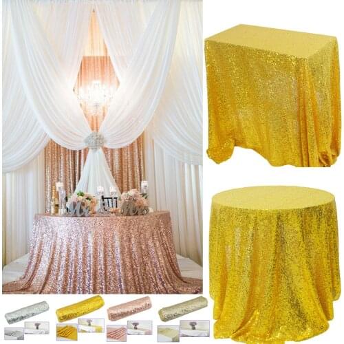 Round/Rectangle Sequin Tablecloth Glitter Table Cloth For Wedding Decoration Party Banquet Home Decor Home Tea Dining Tablecloth