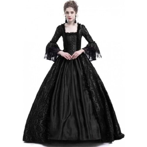 Larp Halloween Velvet Witch Princess noble Long Dress Adult Costume Cosplay Outwear Gothic Medieval Dress trumpet Queen Costume