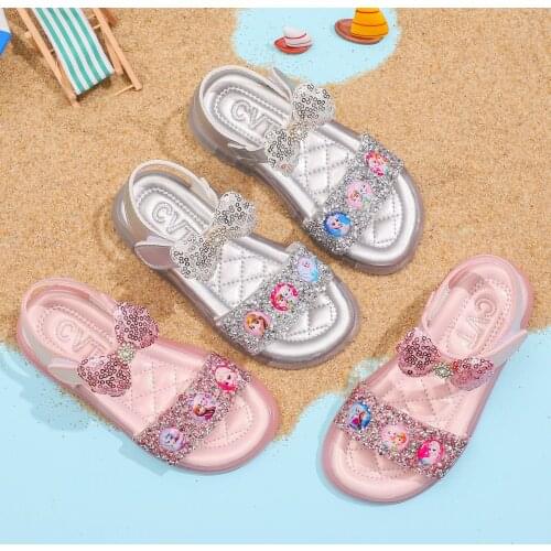 Disney Summer New Girls Sandals Fashion Cartoon Children 5D slippers Childrens Shoes Frozen Princess Beach Shoes