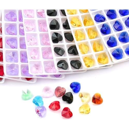 Best quality 14mm 28pcs/pack 6228 Heart pendant Austria charms crystal heart beads gems for Jewelry accessories Earring making