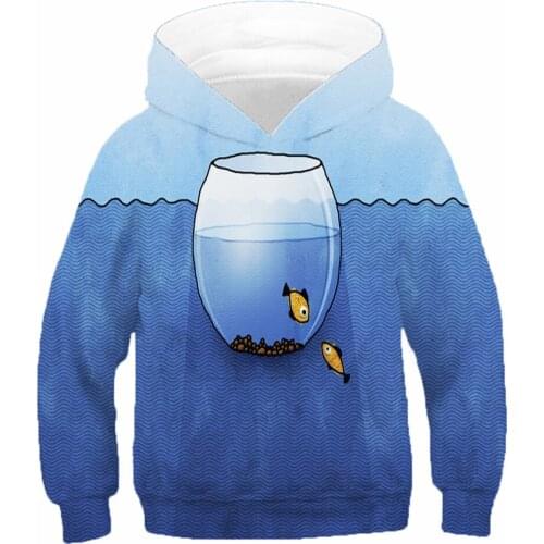 Fashion Funny Design Animal Fish 3D Print Hoodie kids Casual Girl Clothes Pullover Sportswear Tops Gift For Children Sweatshirts