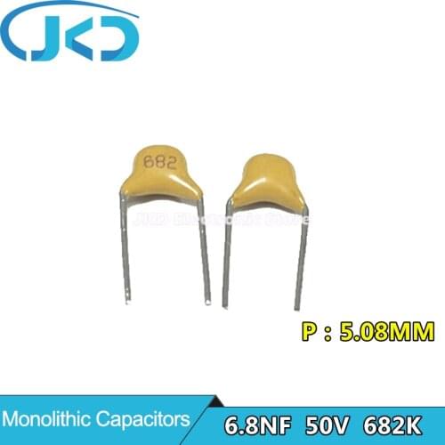 100Pcs 50V 6.8NF 682 Monolithic Ceramic Capacitor