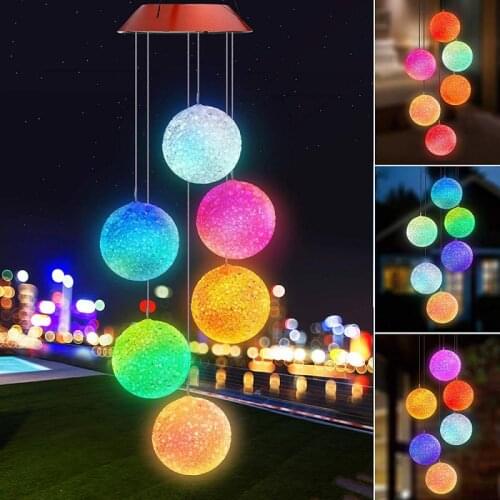 Solar Powered LED Wind Chime Portable Color Changing Spiral Spinner Windchime Light Waterproof For Garden Decoration