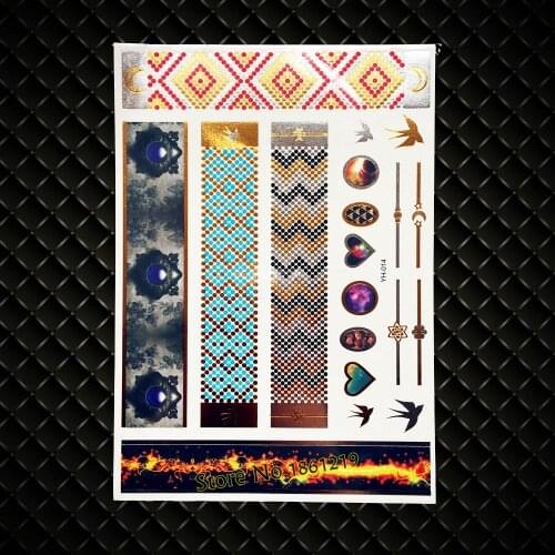 New Large Size Body Art ARM Painting Tattoo Snake Skin Temporary Gold Flash Tattoo Leopard Print Henna Diamonds Tatoo GYH-014