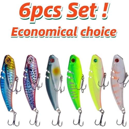 New Designed Economical 6ps Set 7cm/20g VIB Long Cast Steel Wire Reinforced Artificial Bait Fishing Gear Tackle Accessories