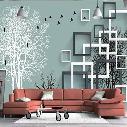 Beibehang background wallpaper wallpaper large fresco silk cloth wallpaper living room sofa simple modern bedroom abstract tree