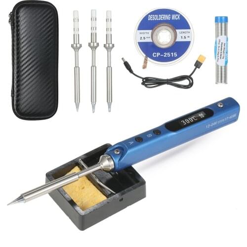 SEQURE Mini Electric Soldering Iron with LED Digital Display Intelligent Soldering Iron Kit with Storage Bag and 4 Iron Heads