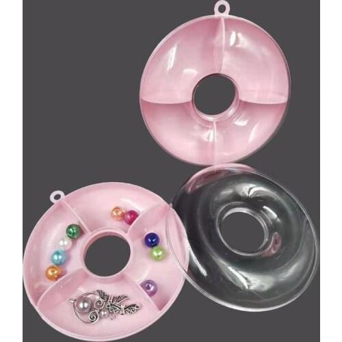 4 Compartments Doughnut Plastic Storage Box Jewelry Organizer Holder Cabinets For Small Objects