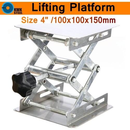 Lifting Platform Adjustable Laboratory Lift Stainless Steel Lab Stand Table Scissor Lifter Mini Hand Elevator 4" 100mm H 150mm
