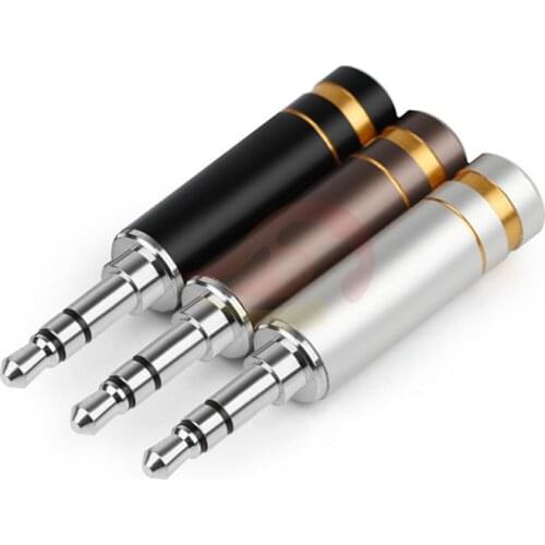 Headphone Plug 3.5 Jack Rhodium Plated Copper 3 Poles Stereo Aluminum Alloy Audio Adapter Metal Male Wire Connector ID 6.0MM