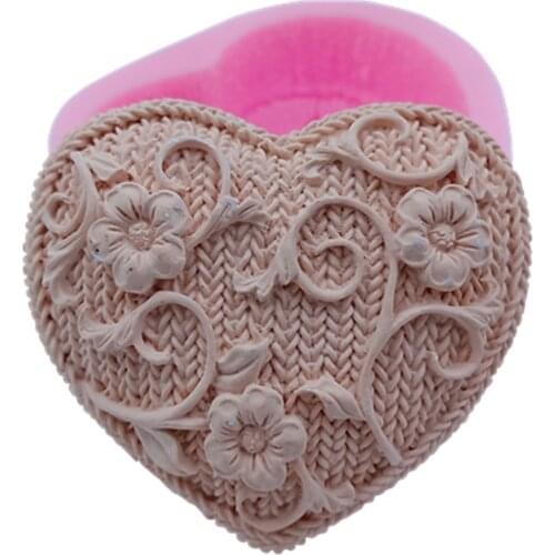 DIY Heart Design Silicone Soap Molds Handmade Flower Silicone Mould for Soap Making