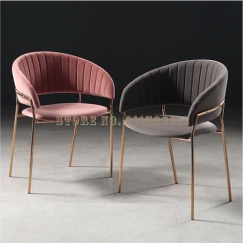 Nordic style velvet chair home dining chair bedroom backrest soft bag dressing chair modern minimalist creative negotiation chai