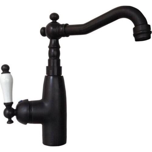 Kitchen Wet Bar Bathroom Vessel Sink Faucet Black Oil Rubbed Bronze One Handle Swivel Spout Mixer Tap Single Hole msf105