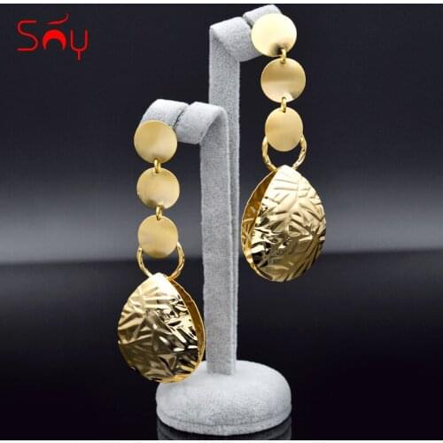 Sunny Jewelry Hot Selling Big Round Earrings For Women Long Drop Dangle Earrings Dubai Fashion Earrings For Party Anniversary