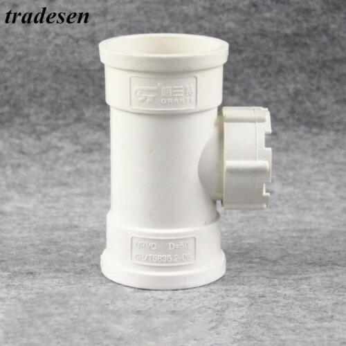 1pcs Inner 50mm 75mm 110mm PVC Tee connector Tee with Inspection port Garden Water Connectors Industrial Water Pipe Fittings