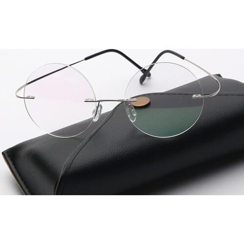 Ultralight Titanium Alloy Vintage Round Rimless See Near and Far Progressive Multifocal Reading Glasses +1 +1.5 +2 +2.5 +3 to +4