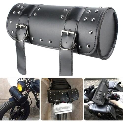 Universal Motorcycle Front Fork PU Tool Bag Saddle Bag Storage Pouch Luggage Handlebar Leather Large Capacity
