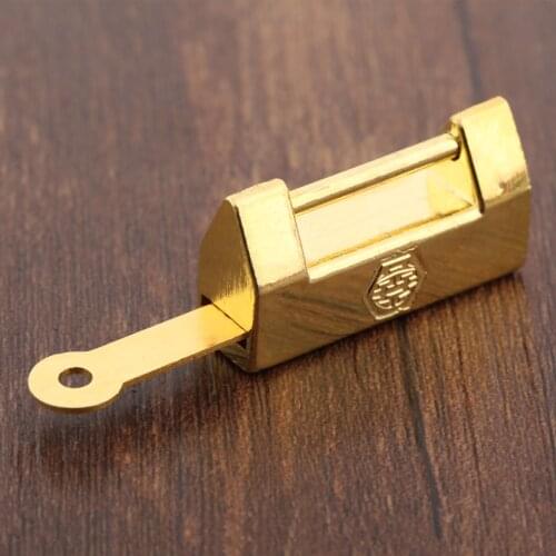 Vintage Jewelry Wooden Box Old Lock Padlock Antique Gold Chinese Padlock for Suitcase Drawer Cabinet Door Hardware Locks