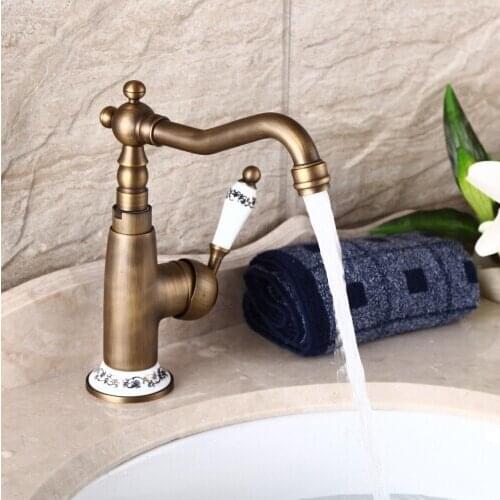 Vintage Bathroom faucet antique brass faucet china ceramic basin faucet bronze antique sink tap basin mixer tap sink water mixer