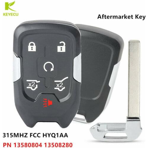 KEYECU Replacement Smart Remote Key 315MHz HYQ1AA or 433MHZ HYQ1EA for GMC Sierra Yukon for Chevrolet Suburban Tahoe 2015-2020