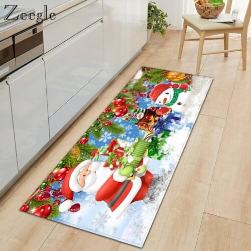 Zeegle Christmas Creative Mat Doormat Anti-slip Kitchen Floor Mat Living Room Comfortable Foot Mat Entrance Water Absorbent Rug