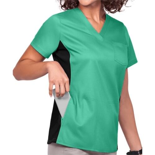 Women Short Sleeve V-neck Nurse Tops Nursing Working Uniform T-shirts Uniforme Enfermera Mujer Nurse Accessories Clothes