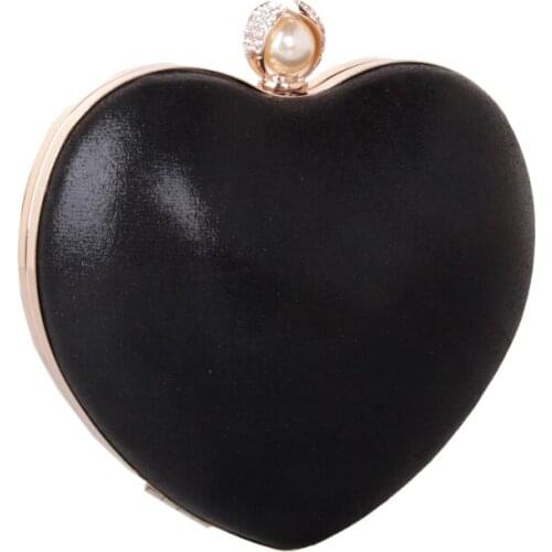 DAIWEI Women Evening Bag Clutch Handbag With diamonds Pearl leatherette Wedding Event/Party Heart Shaped Metal Chain New Design