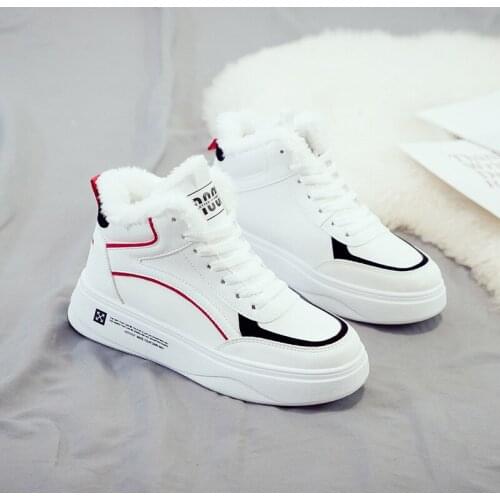 New Plus Velvet High To Help Snow Boots Female 2019 Winter Fashion Thick Warm Cotton Shoes Off White Shoes Brand Women Shoes