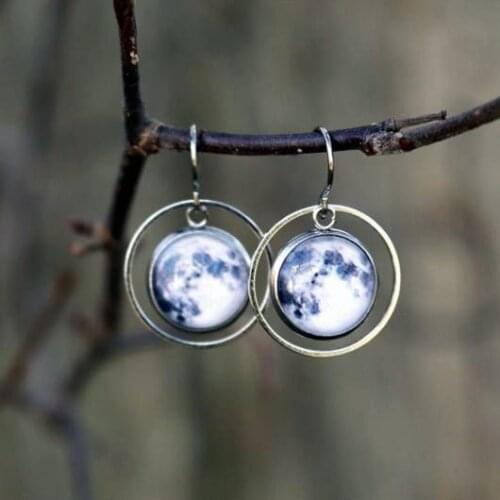 2021 Trend Minimalist Circle Full Moon Earrings Astronomy Moon Pattern For Women Dangle Gifts Charm Fashion Jewelry