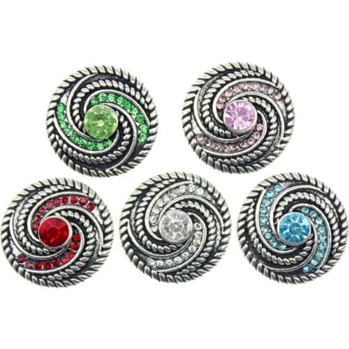 10pcs/lot Vintage Carved Snap Buttons Beautiful Flower full Crystal Buttons fit 18mm/20mm DIY Buttons Jewelry