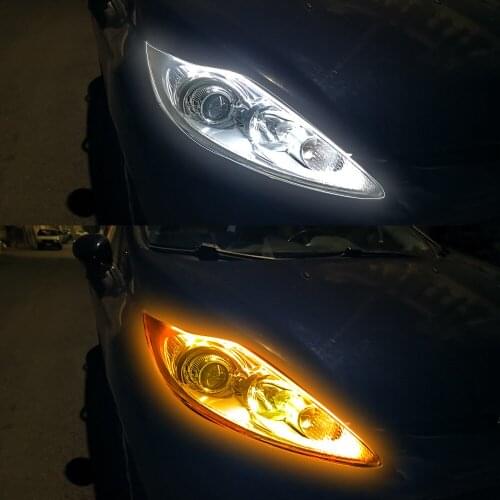 Driving Running Lamp White and Yellow LED Car COB Lights Daytime Running Light 2Pcs DRL Waterproof 12V