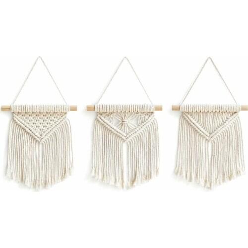 3 Pcs European Style Bohemian Diy Artificial Woven Cotton Rope Tapestry Cotton Rope Geometric Design And Small Tassels