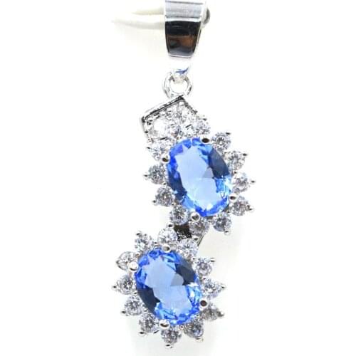 34x13mm 2020 Hot Sell Created Violet Tanzanite CZ SheCrown Gift For Ladies Silver Pendant